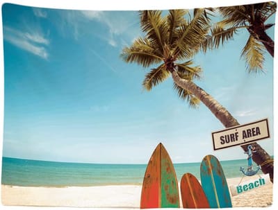 Ulticool - Surf Beach Surfboard Strand Zee - Wandkleed - 200x150 cm - Groot wandtapijt - Poster - Woonkamer Decoratie Accessoires - Vrouw - Mannen Gadget - Tiener Meisje Jongen