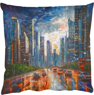 Sierkussens - Kussentjes Woonkamer - 50x50 cm - Auto - Skyline - Zon - Blauw