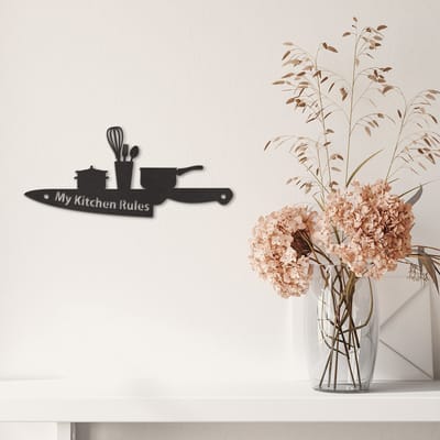 Wanddecoratie Keuken - Muurdecoratie Keuken - Wanddecoratie My Kitchen Rules - Muurdecoratie Hout - Wanddecoratie Hout - Wanddecoratie Woonkamer - Wanddecoratie Industrieel - Home Decor - Wall Line Art - 29 x 12.5 cm