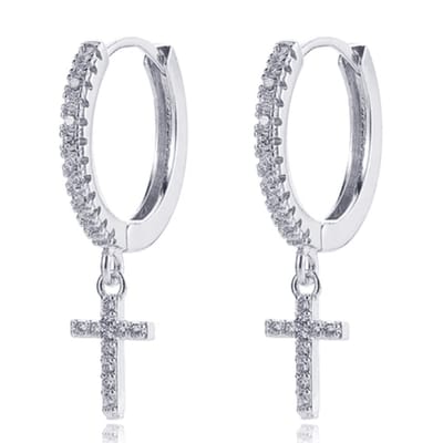 LGT JWLS Oorringen met Kruis Hanger - Cross Silver