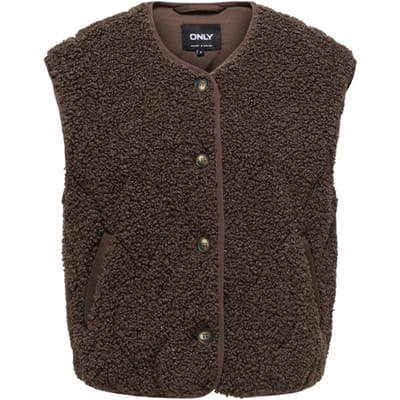 Only Gilet Onlines Teddy Waistcoat Cc Otw 15373836 Chocolate Martinie Dames Maat - M