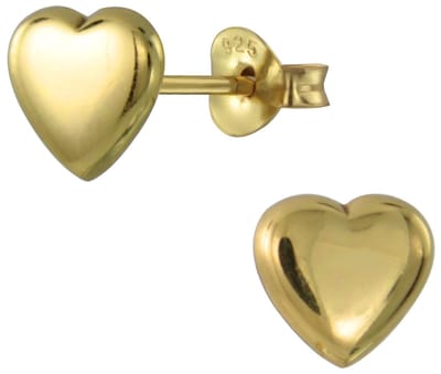 Joy|S - Zilveren hartje oorbellen - 7 mm - gold plated