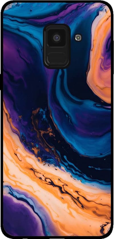 Smartphonica Telefoonhoesje voor Samsung Galaxy A8 2018 marmer look - backcover marmer hoesje - Blauw geschikt voor Samsung Galaxy A8 2018