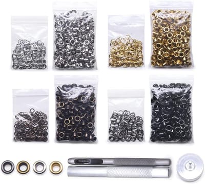 Grommet Kit 800 Sets Gronmets Oogjes met 3 Stuks Installeren Tool Kit, 4 Kleuren (150 # Inner 3,5 mm)