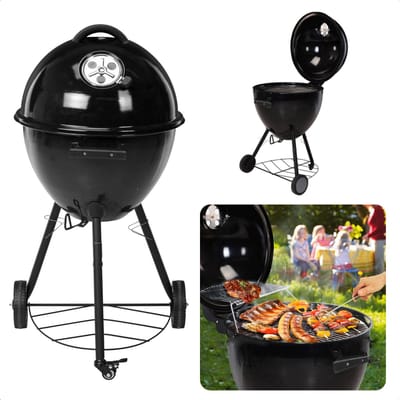 Luxe Houtskool BBQ - Houtskoolbarbecue - Barbecue - 48cm - Grill-oppervlak 44.5cm - Voorraadrek - Verrijdbaar - Ventilatierooster - Hoogte 93cm - Gewicht 8.4kg - Inclusief EBOOK
