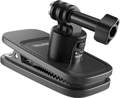 Telesin Quick-Release backpack clip voor action cam - Handsfree filmen - Travel clip voor rugzak - Geschikt voor GoPro, Insta360 en Osmo Action camera - Eenvoudig klembevestiging - Zwart
