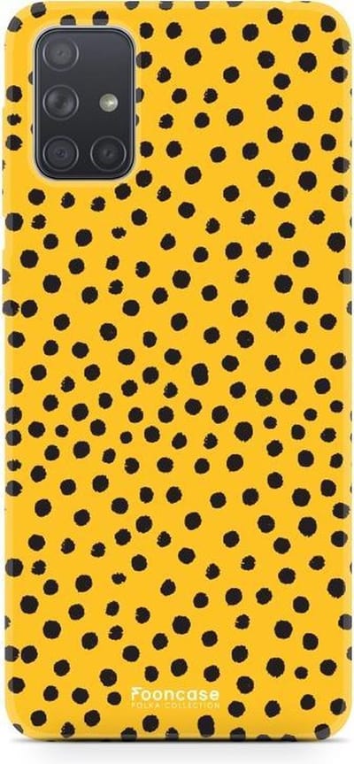 Fooncase Hoesje Geschikt voor Samsung Galaxy A51 - Shockproof Case - Back Cover / Soft Case - POLKA / Stipjes / Stippen / Oker Geel