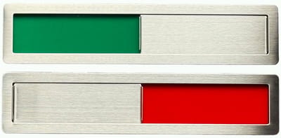 Geen tekst Vrij - Bezet Geen Tekst Schuifbordje - RVS - Groen Rood - Hoge Kwaliteit - 18 cm x 4 cm x 0,5 cm - Promessa Design.