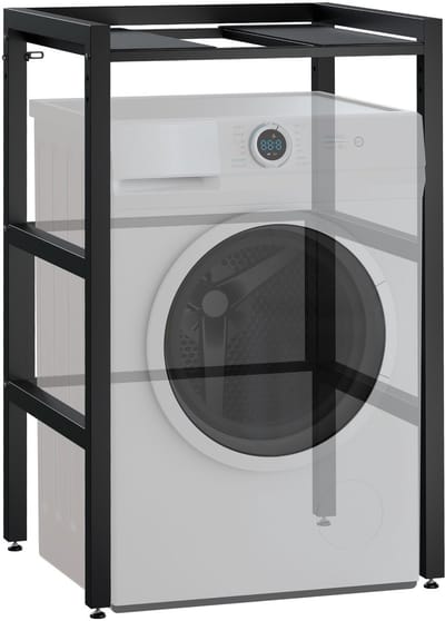 CLP Gannet Wasmachine ombouw - opbergrek - opbouwmeubel - opbergrek voor boven wasmachine - Wasmachinerek - zwart