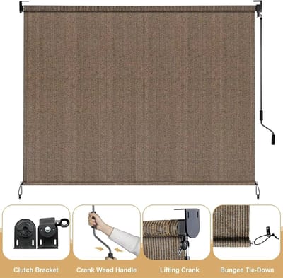 Emvae Tuinscherm - Buitenrolgordijn - Tuingordijn - Terraszonwering en Privacy Screen - 180x240 cm - HDPE en Aluminium - Bruin Chocolade