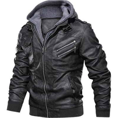 Nieuwe leren jassen voor de lente, herfst en winter, leren jassen met capuchon voor heren, jassen voor jonge mannen, verdikte leren jassen van fluweel. 3XL