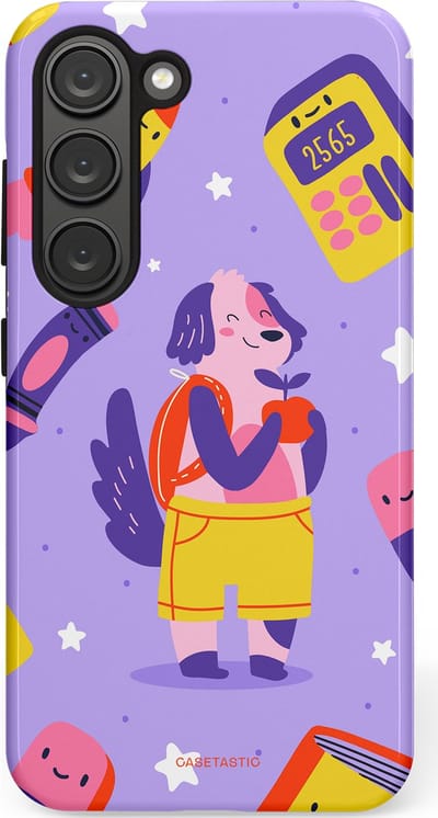 Casetastic hoesje geschikt voor Samsung Galaxy S23 - Dubbellaagse bescherming - Tussen boeken en sterren - Fashion Case - Lavendel Geel
