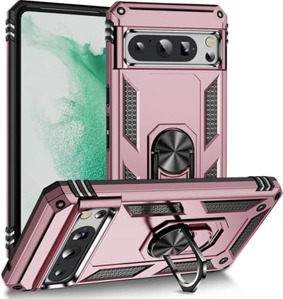 Coverup Hoesje - Geschikt voor Google Pixel 8 Pro Hoesje - Coverup Ring Kickstand Back Cover - Rose Gold