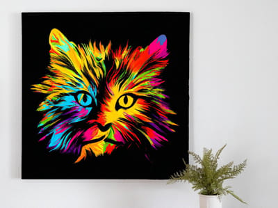 Fiery feline fireworks | Fiery Feline Fireworks | Kunst - 30x30 centimeter op Canvas | Foto op Canvas