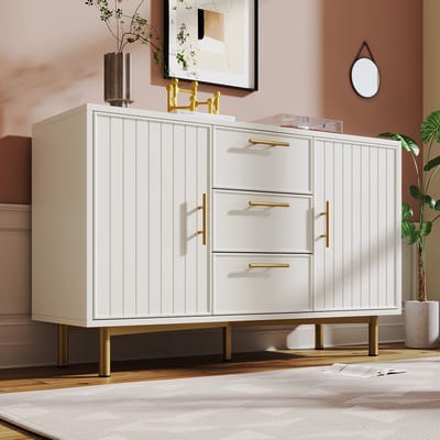 KOMHTOM Dressoir kast 2 deuren 3 laden met deuren en laden 120x40x75 cm Wit