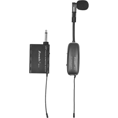 Baomic BM-12/V2 Professionele UHF draadloze instrumentmicrofoonsysteemontvanger en zender 16 US Plug zwart