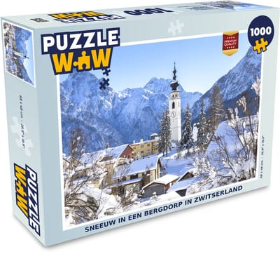 Puzzel Sneeuw in een bergdorp in Zwitserland - Legpuzzel - Puzzel 1000 stukjes volwassenen