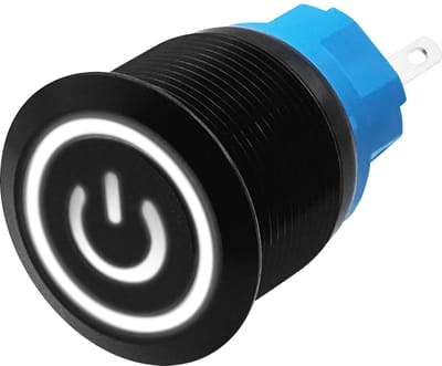 ProRide Metalen Drukschakelaar 12V ON-OFF - 22mm - Aan/uit schakelaar - Spatwaterdicht - 12V/24V - LED Indicatie Wit
