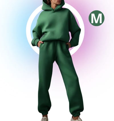 Livano Joggingpak Dames - Huispak - Trainingspak - Volwassenen - Capuchon - Jogging Pak - Joggingspak - Donker Groen - Maat M