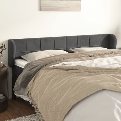 vidaXL - Hoofdbord - met - randen - 183x23x78/88 - cm - fluweel - donkergrijs