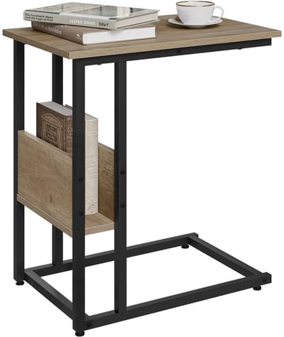 RosaBloom bijzettafel woonkamer - Salontafel met opbergruimte - Industrieel - 55x36x59,5 cm - Metaal - Zwart/bruin