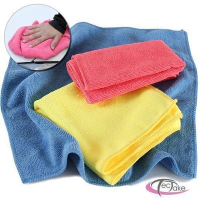 tectake® 100 Microvezeldoeken | Professionele Polijstdoeken - 35x35 cm - Wasbaar - Hoog Absorberend - Ideaal voor Gelakte en Fijne Oppervlakken - Blauw, Roze, Geel