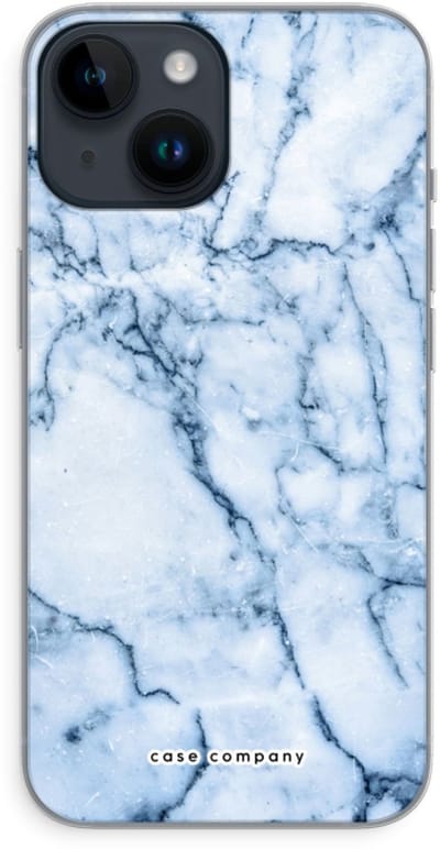 Case Company® - Hoesje geschikt voor iPhone 14 hoesje - Blauw marmer - Soft Cover Telefoonhoesje - Bescherming aan alle Kanten en Schermrand