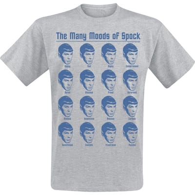 Star Trek T-shirt - Many Moods Of Spock - M tot 3XL - voor Mannen - grijs