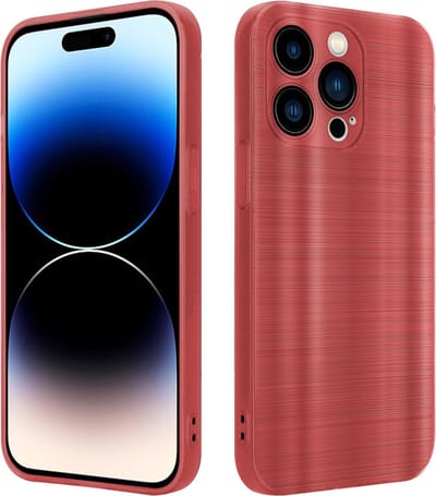 Cadorabo Hoesje geschikt voor Apple iPhone 14 PRO in Brushed Rood - Beschermhoes Case Cover van flexibel TPU silicone in Brushed design