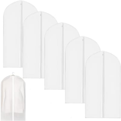 Set van 5 transparante kledingzakken met ritssluiting voor kledingopslag, vocht- en motbescherming, 60 x 100 cm