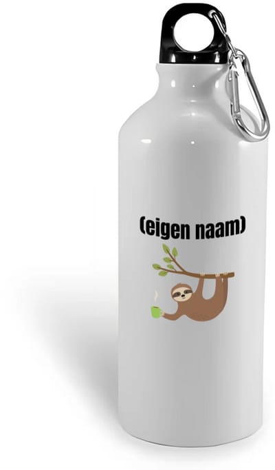 Hacebo® - luiaard met koffie met eigen naam waterfles - Luiaard - luiaard liefhebbers - iemand die houdt van luiaards - verjaardag - cadeau - kado - water fles - 400ML