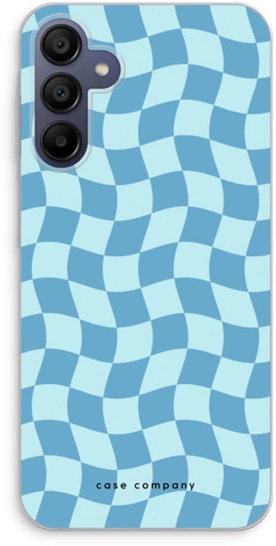 Case Company® - Hoesje geschikt voor Samsung Galaxy A15 hoesje - Grid Blauw - Soft Cover Telefoonhoesje - Bescherming aan alle Kanten en Schermrand