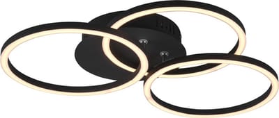 REALITY CIRCLE - Plafondlamp - Zwart mat - incl. 1x SMD 27W - Afstandsbediening - Geintegreerde dimmer - Zwenkbaar - Traploos instelbare lichtkleur - Nachtlampje - Dimbaar met schakelaar - Niet geschikt voor externe dimmer - Geheugenfunctie