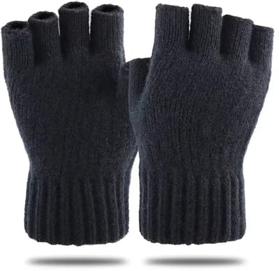Winterhandschoenen Heren Halfvinger – Vingerloze Gebreide Handschoenen voor Fietsen, Kantoor en Schrijven – Warme Dikke Elastische Rijhandschoenen
