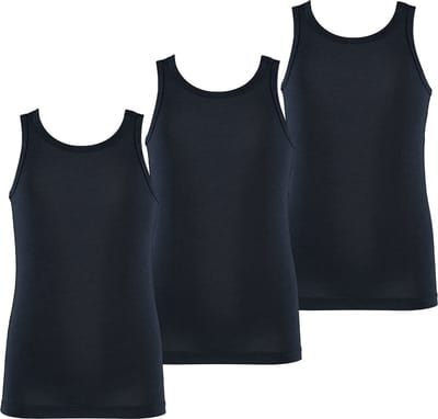 Apollo Jongens Singlet Hemd Bamboe 3-Pack Blauw - Maat  134/140