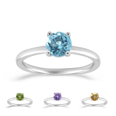 Cavill - Zilveren ring 925 Sterling - Hemelblauwe topaas 0,907 ct & Peridoot 0,808 ct - Elegant rond design - 3,102 ct totaal