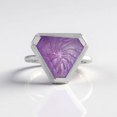 Cavill - Zilveren ring 925 Sterling Geplatineerd - Lavendel Amethist 6,676 ct Braziliaans Zeshoekig Fancy - Elegant Monosono Collection