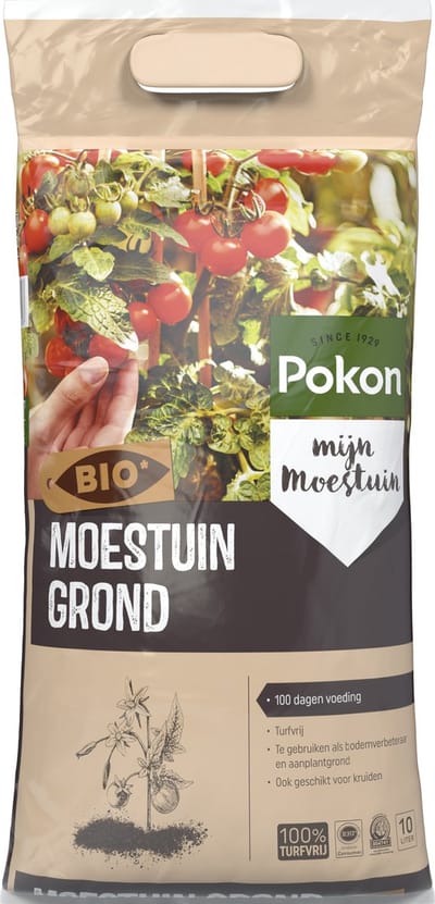 Pokon Bio Moestuingrond - 10l - Potgrond Moestuin - 100 dagen voeding - Turfvrije potgrond