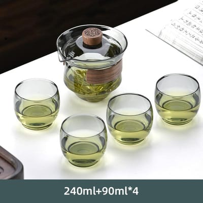 Soupière en verre Transparent Épaississant Résistant à la chaleur Théière en verre Couvercle Bol Service à thé Kung Fu Puer Oolong Verrerie gray