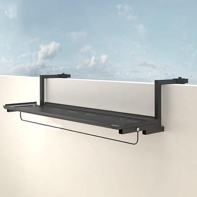 Balkontafel metaal - Hangtafel terras - Buitenleven genieten - Ruimtebesparend wandmontage - 60 x 25 cm - Blauw