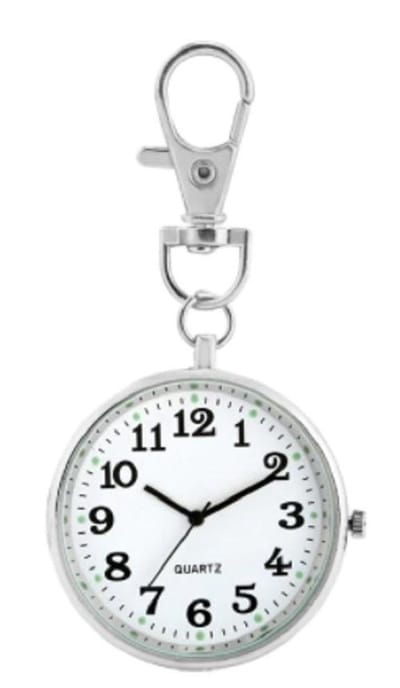Praktisch zilverkleurig verpleegstershorloge - zusterhorloge - met clip - 38 mm - I-deLuxe verpakking