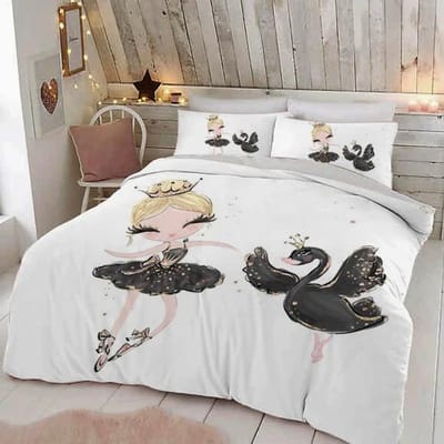 Parure de lit princesse pour enfants, jolie parure de lit 150 x 200 cm, housse de couette et taie d'oreiller, motif château, pour lit simple, 200 x 200 cm. 240x220cm 3pcs