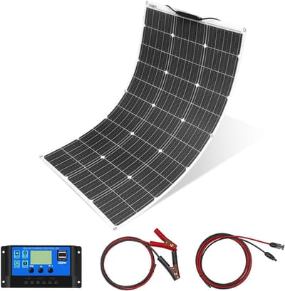 Flexibel Zonnepaneel - Fotovoltaïsche Module - Batterijen Opladen - Hoge Conversie Efficiëntie - 100 Watt - Zwart