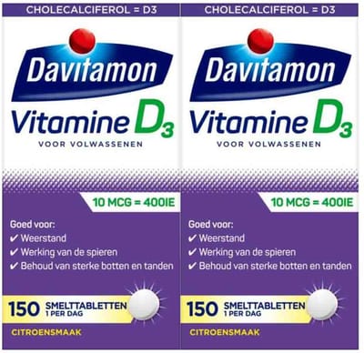 Davitamon Vitamine D 10 MCG Volwassenen - 2 x 150 smelttabletten - Voordeelverpakking