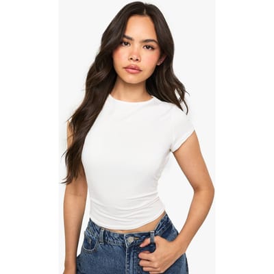 boohoo Dames Superzacht Cap Sleeve Fitted T-shirt | White | Maat: 10