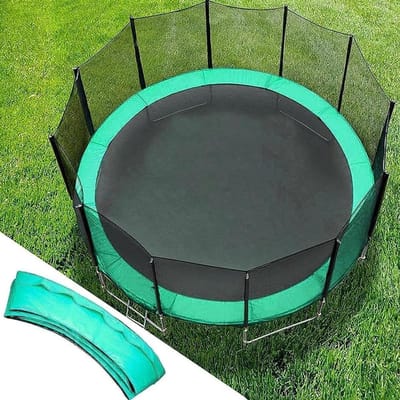 Trampoline Veiligheidspad - Veerhoes Bescherming - Buiten Spelen - Naadloos Ontwerp - Ø 183-366cm - Zwart