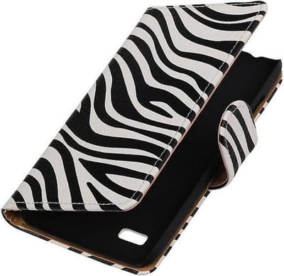 Zebra Bookstyle Wallet Case Hoesje Geschikt voor Huawei Ascend Y560 / Y5 Wit