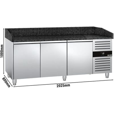 GGM Gastro Pizzakühltisch PREMIUM - 2000x800mm - mit 3 Türen Zilver / Zwart