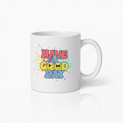 330ml Have a Good Day Kleurrijke Koffiebeker – Positieve Vibes Cadeau met Retro Smile Ontwerp