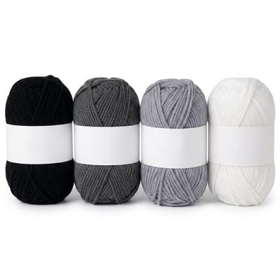 Zwart grijs wit breiwol garen set 4 delig breiwol en garen voor dames en heren geschikt voor haken en breien beginners en gevorderden zacht acryl garen voor mutsen sjaals kussens en decoratie